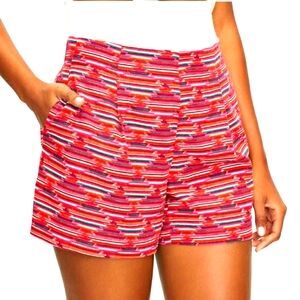 Loft Pleated High-rise Colorful Linen Blend High-Rise Shorts Size Medium